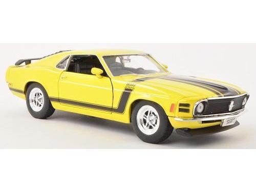 Ford Mustang Boss 302 1970 Yellow 1:24 Scale Welly Diecast Model-Welly-Diecast Model Centre