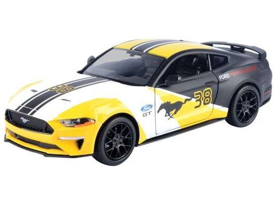 Ford Mustang GT 2018 White/Yellow/Black GT Racing 1:24 Scale Diecast Car – Motormax-Motormax-Diecast Model Centre