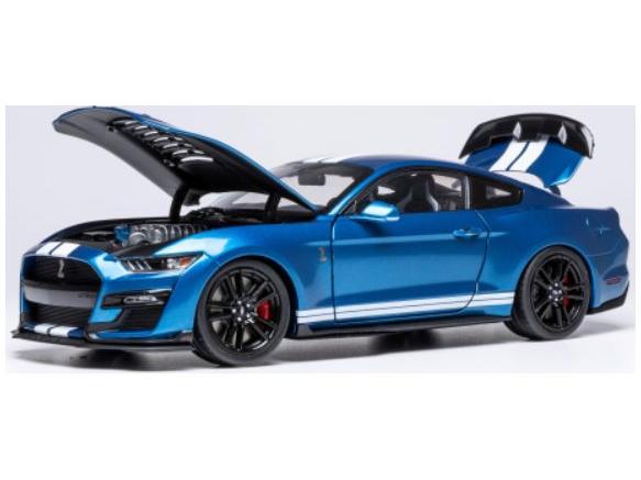 Ford Mustang Shelby GT 500 Blue/White 2022 1:18 Scale IXO Diecast Model Car-IXO-Diecast Model Centre