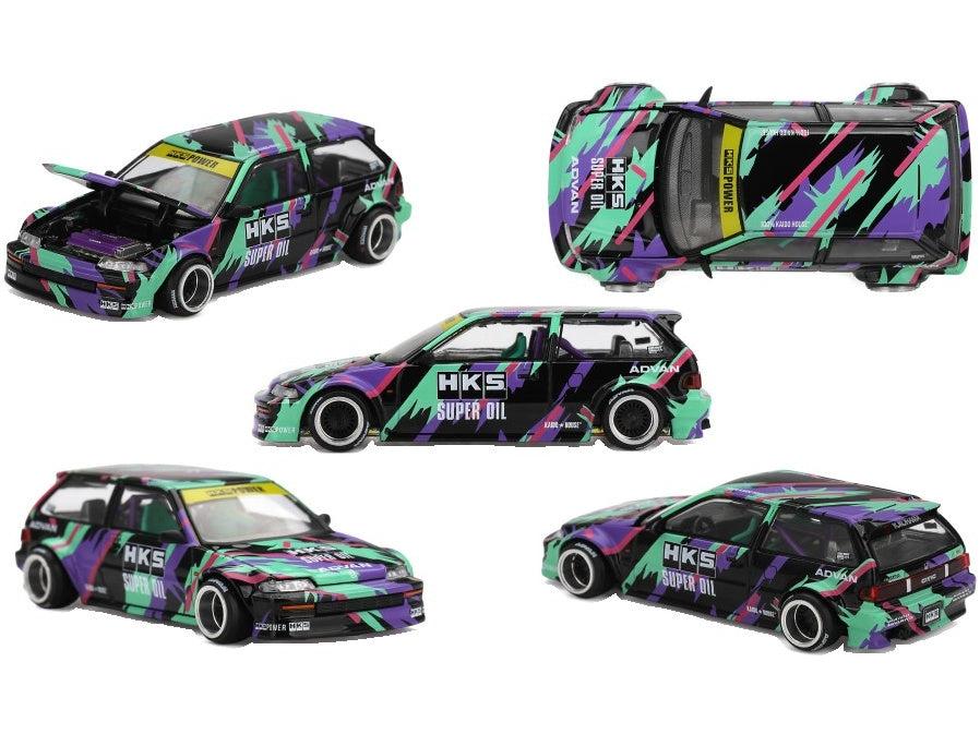 Honda Civic (EF) Kaido Works HKS 1:64 Scale Diecast Car – MINI GT-MINI GT-Diecast Model Centre
