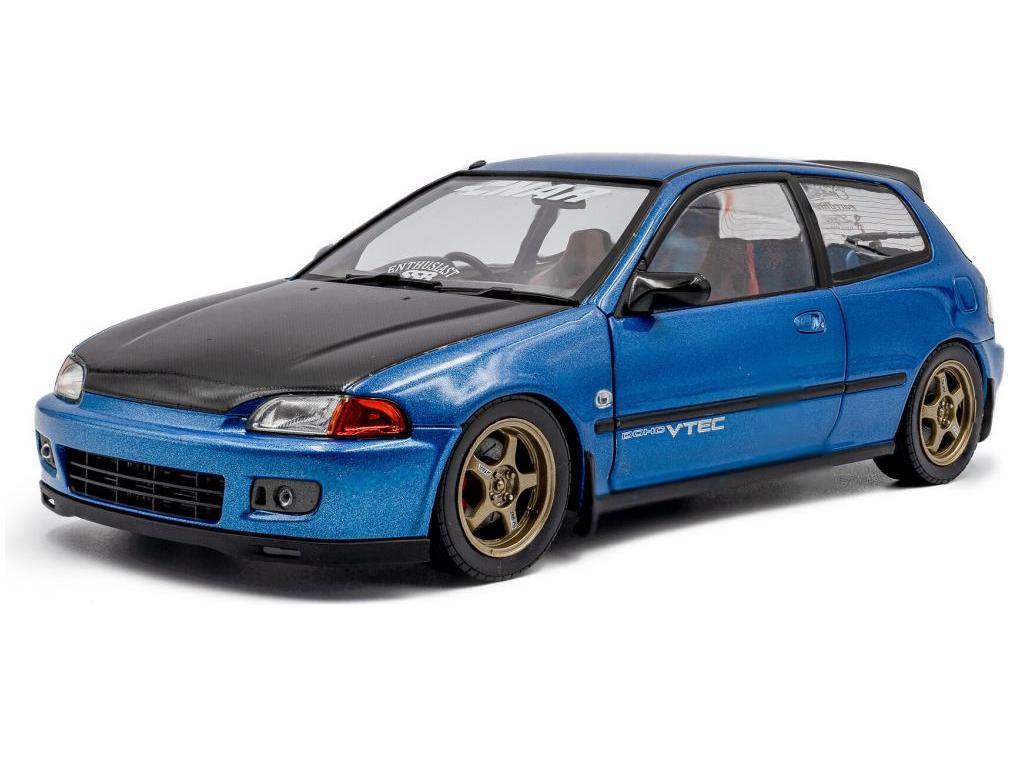 Honda Civic (EG6) Solido Works 1991 Cobalt Blue Pearl 1:18 Scale Solido Diecast Model-Solido-Diecast Model Centre