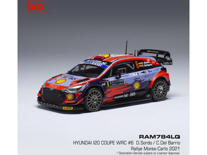 Hyundai i20 Coupe WRC #6 Rally Monte (LQ) Carlo 2021 D.Sordo/C.Del Barrio 1:43 Scale IXO Diecast Model Car-IXO-Diecast Model Centre