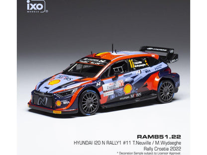 Hyundai i20 N Rally1 #11 WRC Rally Croatia 2022 T.Neuville/M.Wydaeghe 1:43 Scale IXO Diecast Model Car-IXO-Diecast Model Centre