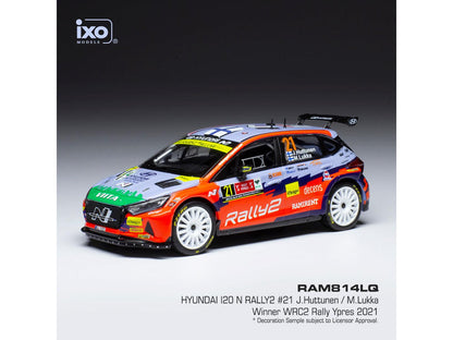 Hyundai i20 N Rally2 #21 Rally Ypres 2021 J.Huttunen/M.Lukka 1:43 Scale IXO Diecast Model Car-IXO-Diecast Model Centre