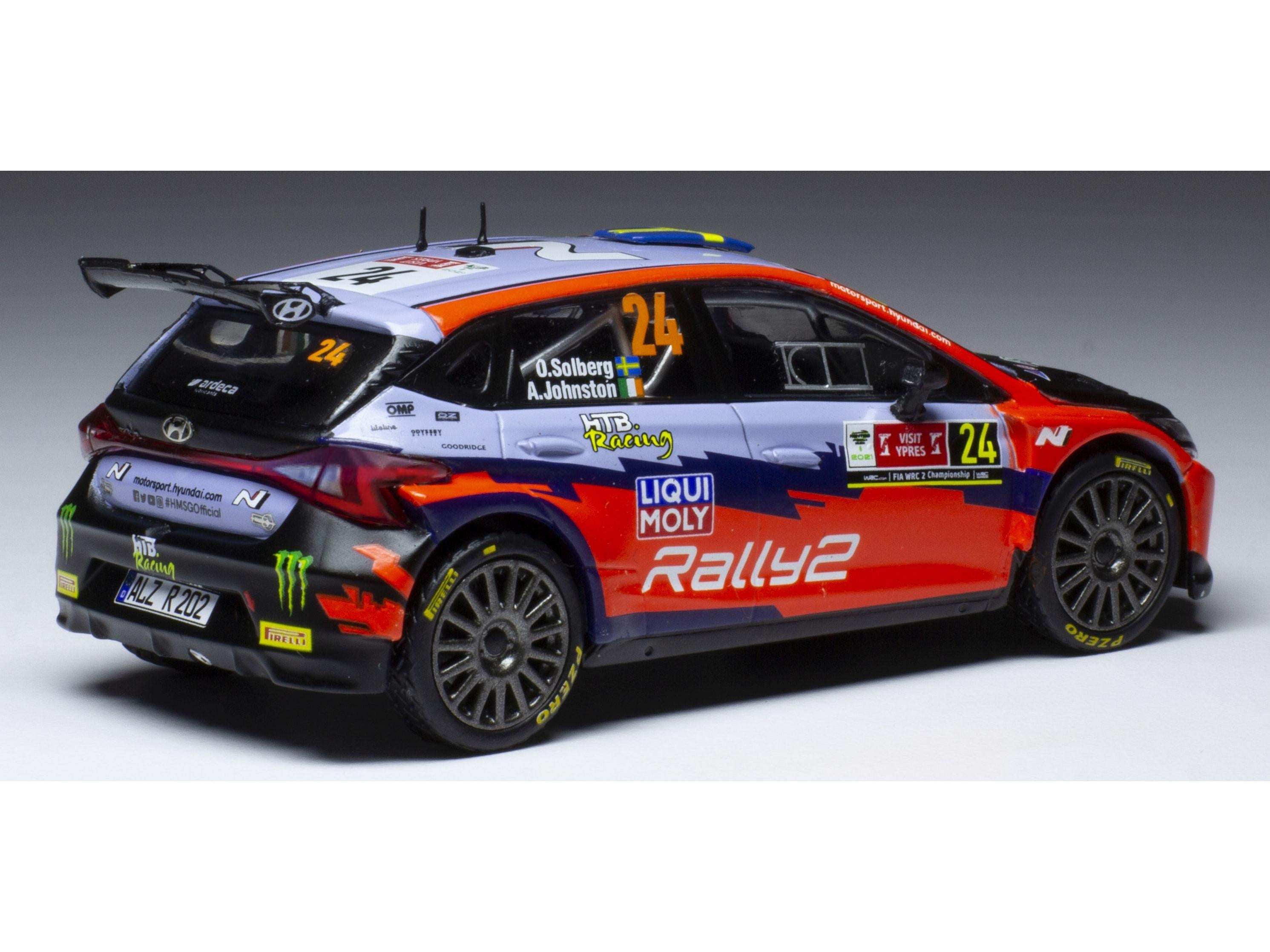 Hyundai i20 N Rally2 #24 Rally Ypres 2021 O.Solberg/A.Johnston 1:43 Scale IXO Diecast Model Car-IXO-Diecast Model Centre