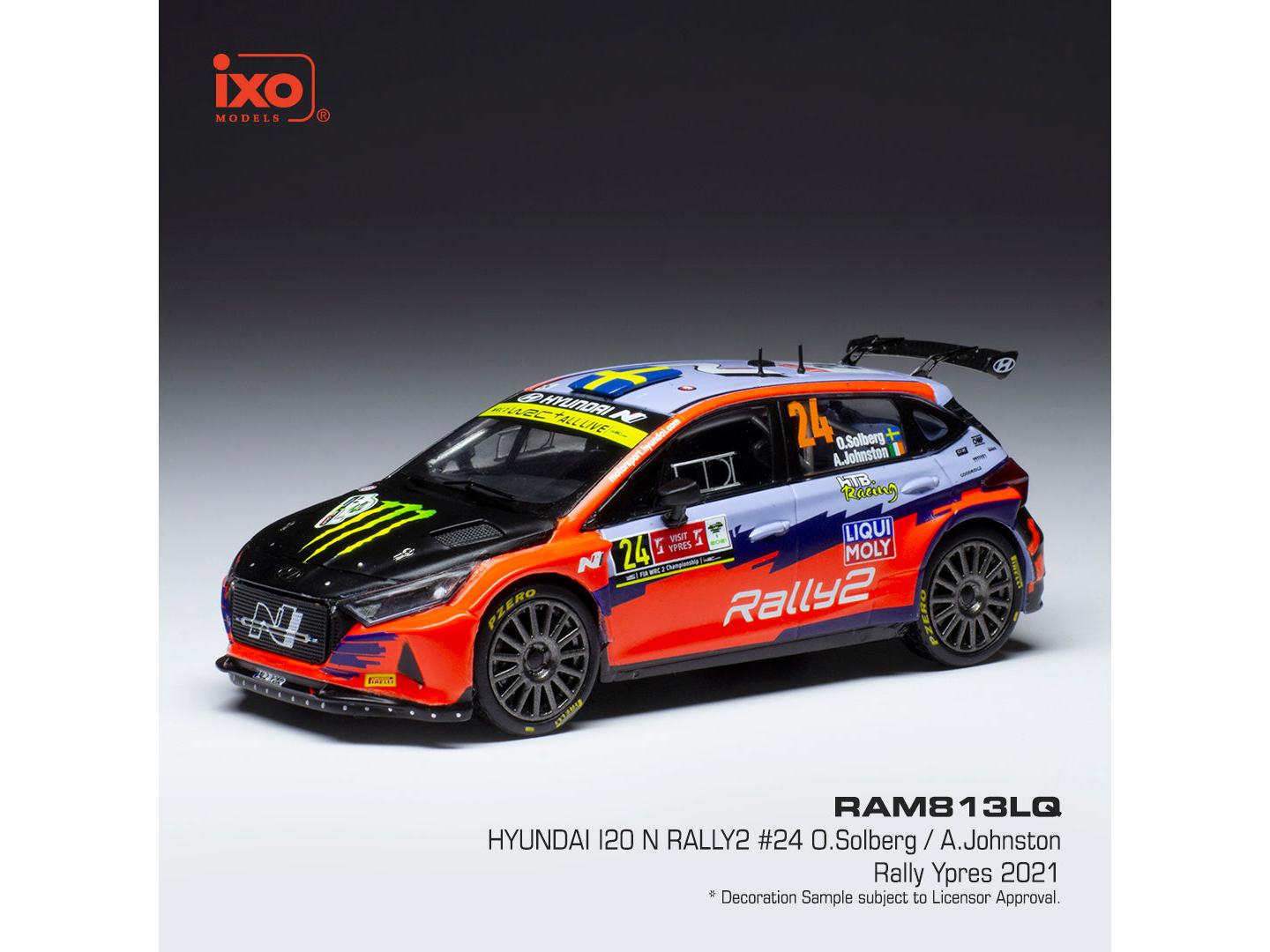 Hyundai i20 N Rally2 #24 Rally Ypres 2021 O.Solberg/A.Johnston 1:43 Scale IXO Diecast Model Car-IXO-Diecast Model Centre