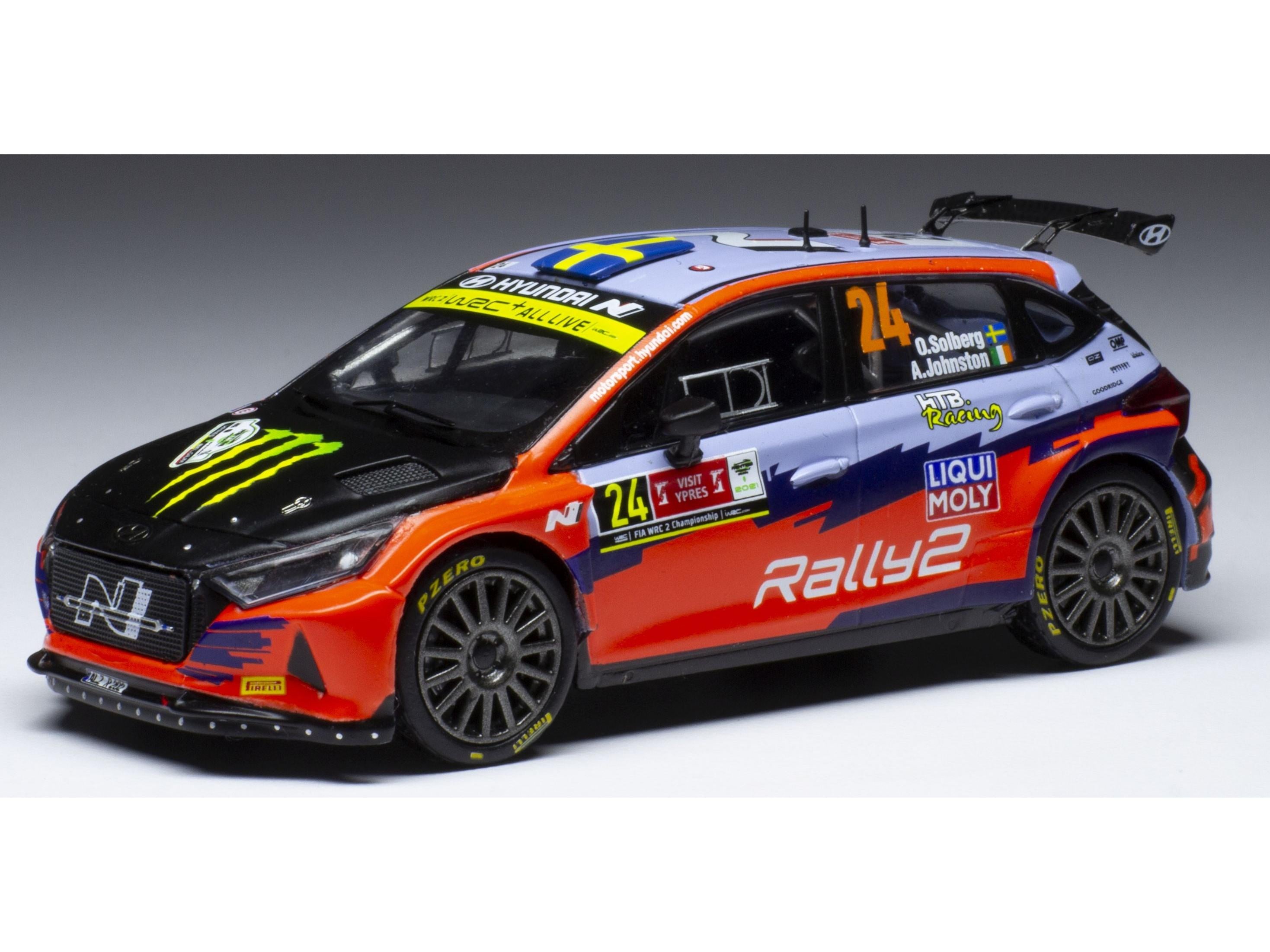 Hyundai i20 N Rally2 #24 Rally Ypres 2021 O.Solberg/A.Johnston 1:43 Scale IXO Diecast Model Car-IXO-Diecast Model Centre