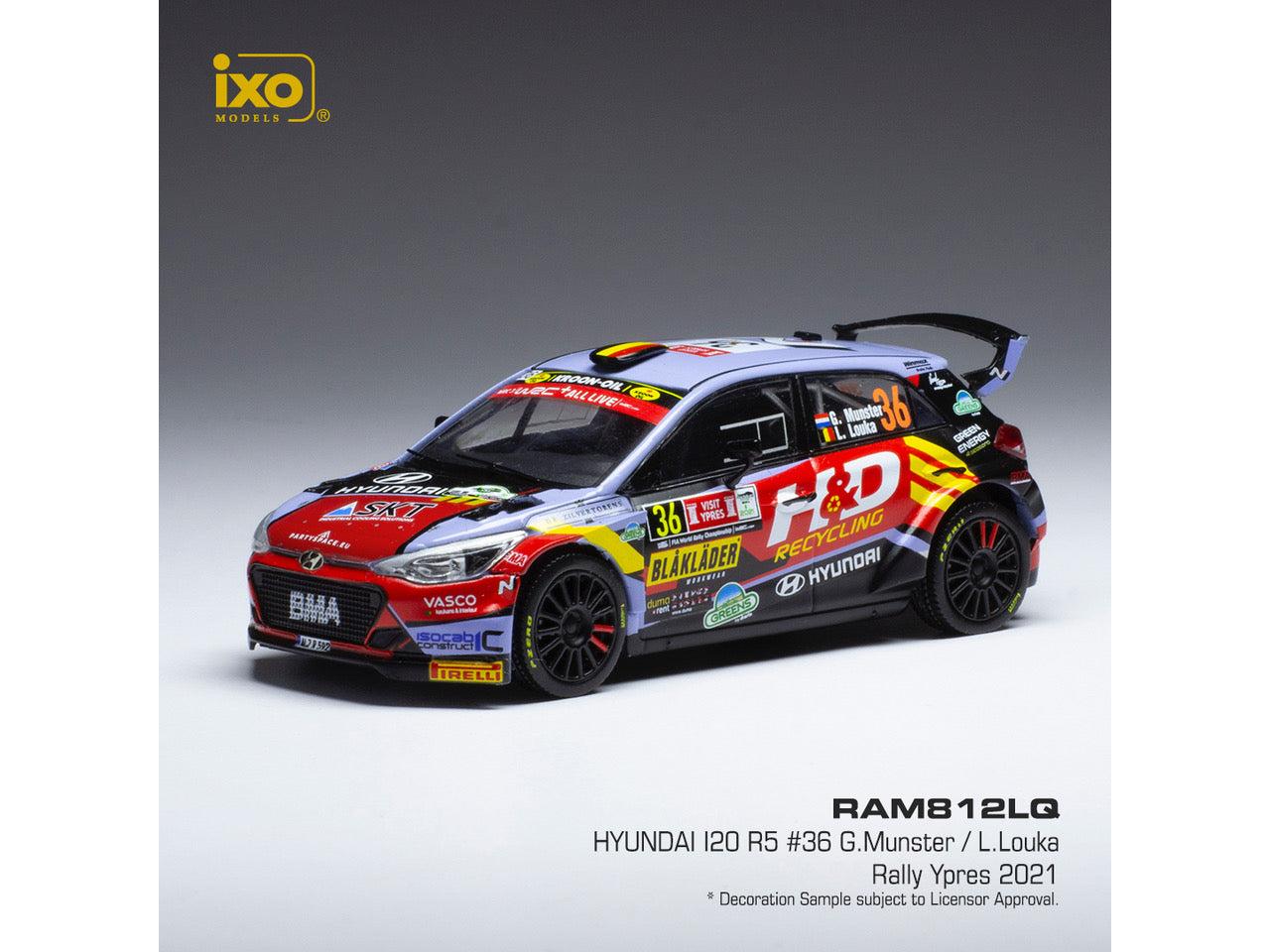 Hyundai i20 N Rally2 #36 Rally Ypres 2021 G.Munster/L.Louka 1:43 Scale IXO Diecast Model Car-IXO-Diecast Model Centre