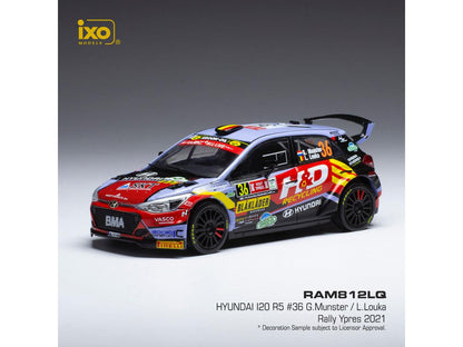 Hyundai i20 N Rally2 #36 Rally Ypres 2021 G.Munster/L.Louka 1:43 Scale IXO Diecast Model Car-IXO-Diecast Model Centre
