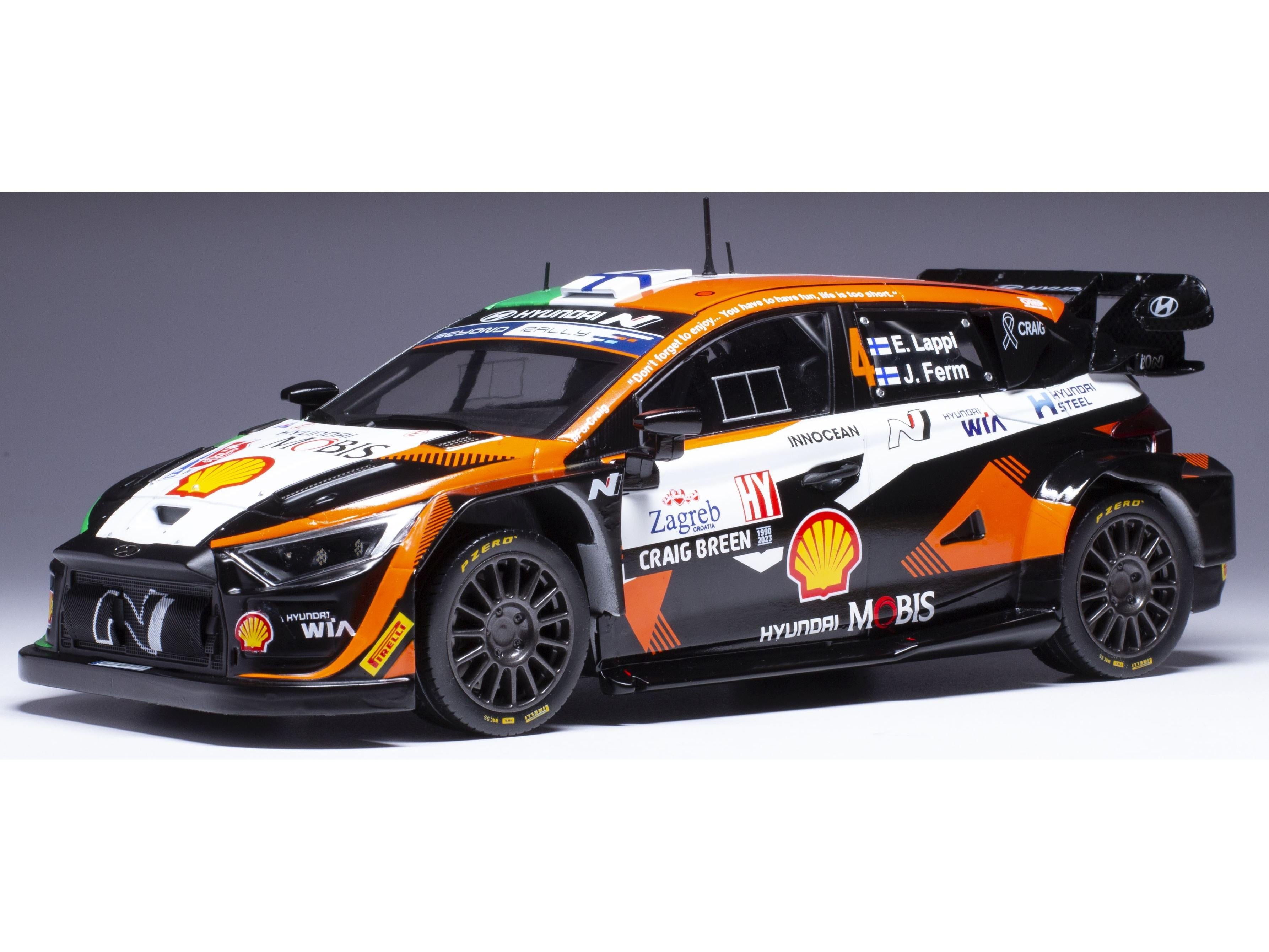 Hyundai i20 N WRC1 #4 E.Lappi/J.Ferm Rally Croatia 2023 1:18 Scale Diecast Model-IXO-Diecast Model Centre