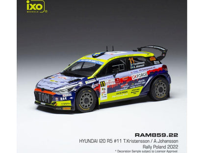Hyundai i20 R5 #11 Rallye Poland 2022 T.Kristensson/A.Johansson 1:43 Scale IXO Diecast Model Car-IXO-Diecast Model Centre