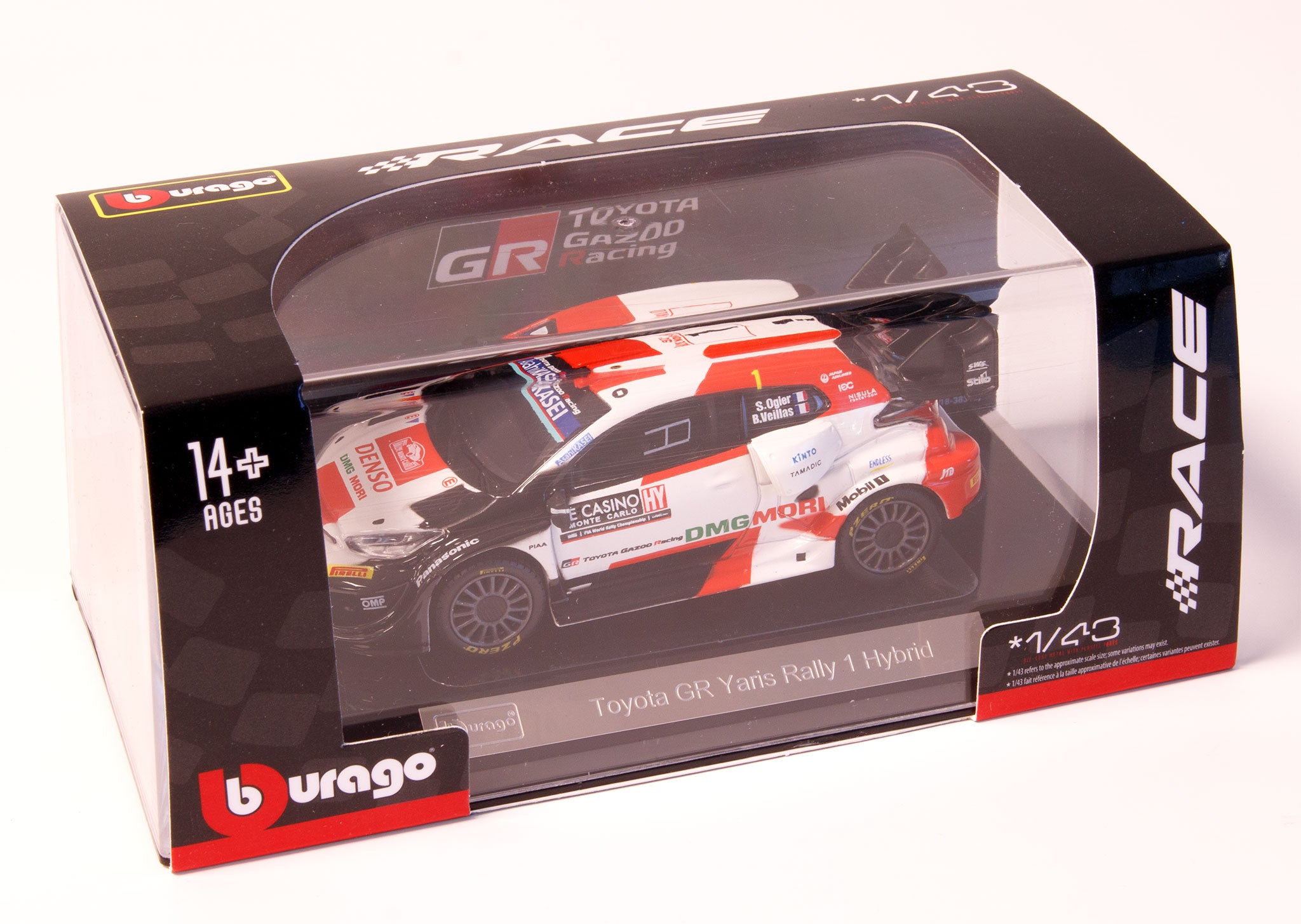 Toyota GR Yaris Rally1 Hybrid Gazoo Racing WRT 2022 #1 Sebastien Ogier 1:43 Scale Bburago Diecast Model