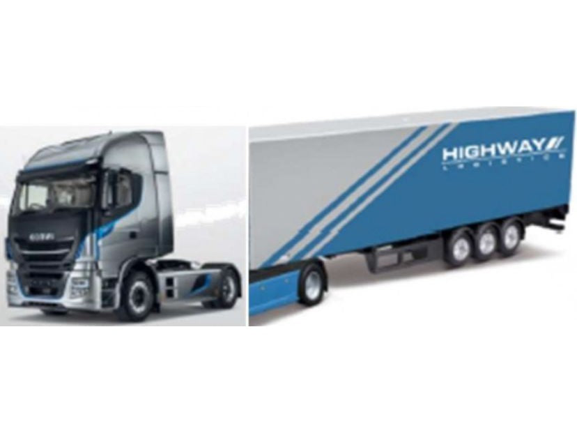 Iveco S-WAY 570 w/Container Trailer - 1:43 Scale Model Truck-Bburago-Diecast Model Centre