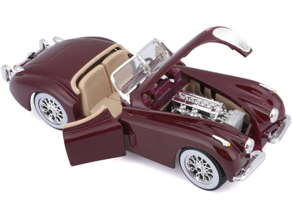 Jaguar XK120 Roadster Red Burgundy 1:24 Scale Diecast Car – Bburago-Bburago-Diecast Model Centre