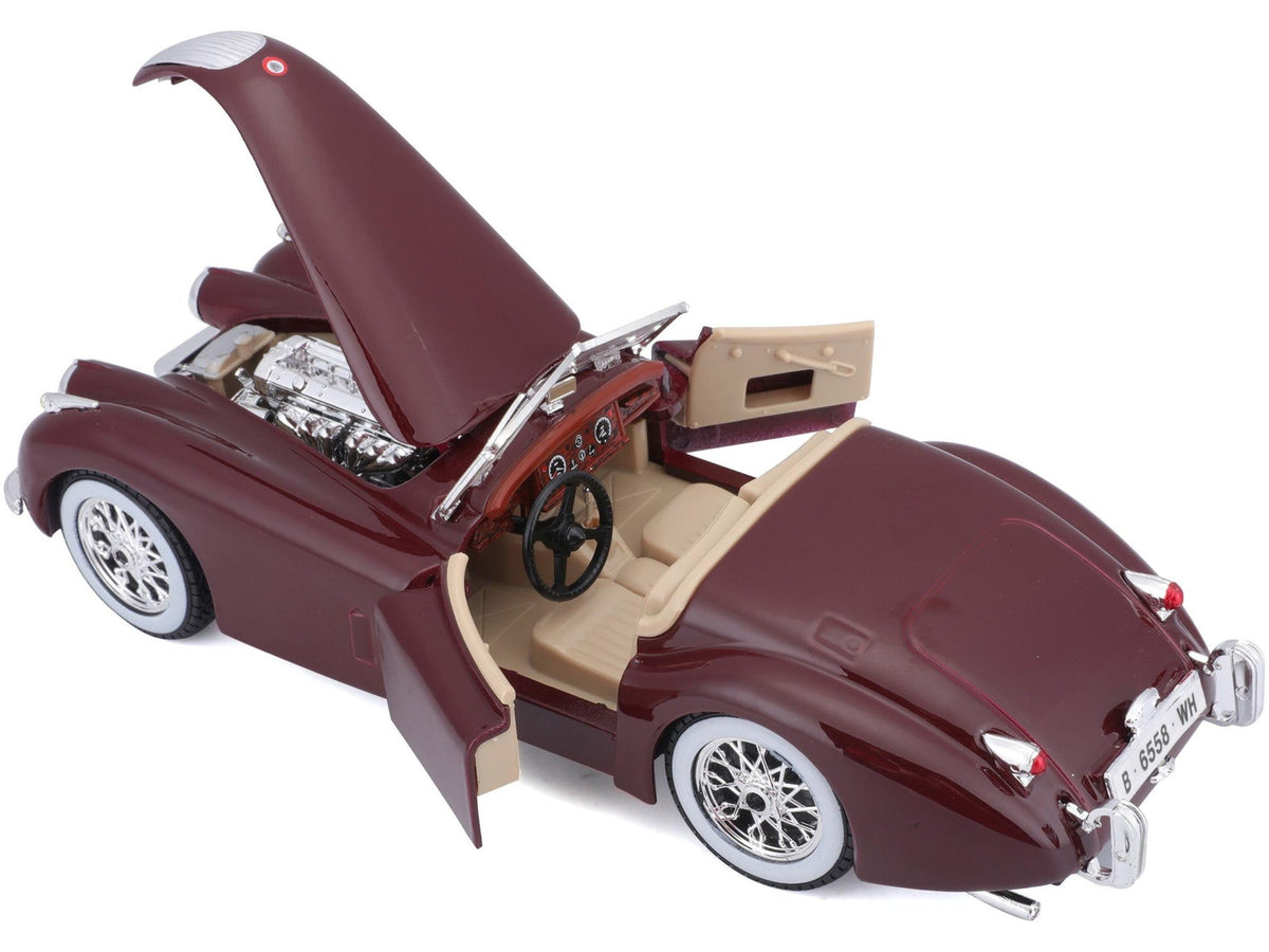 Jaguar XK120 Roadster Red Burgundy 1:24 Scale Diecast Car – Bburago-Bburago-Diecast Model Centre