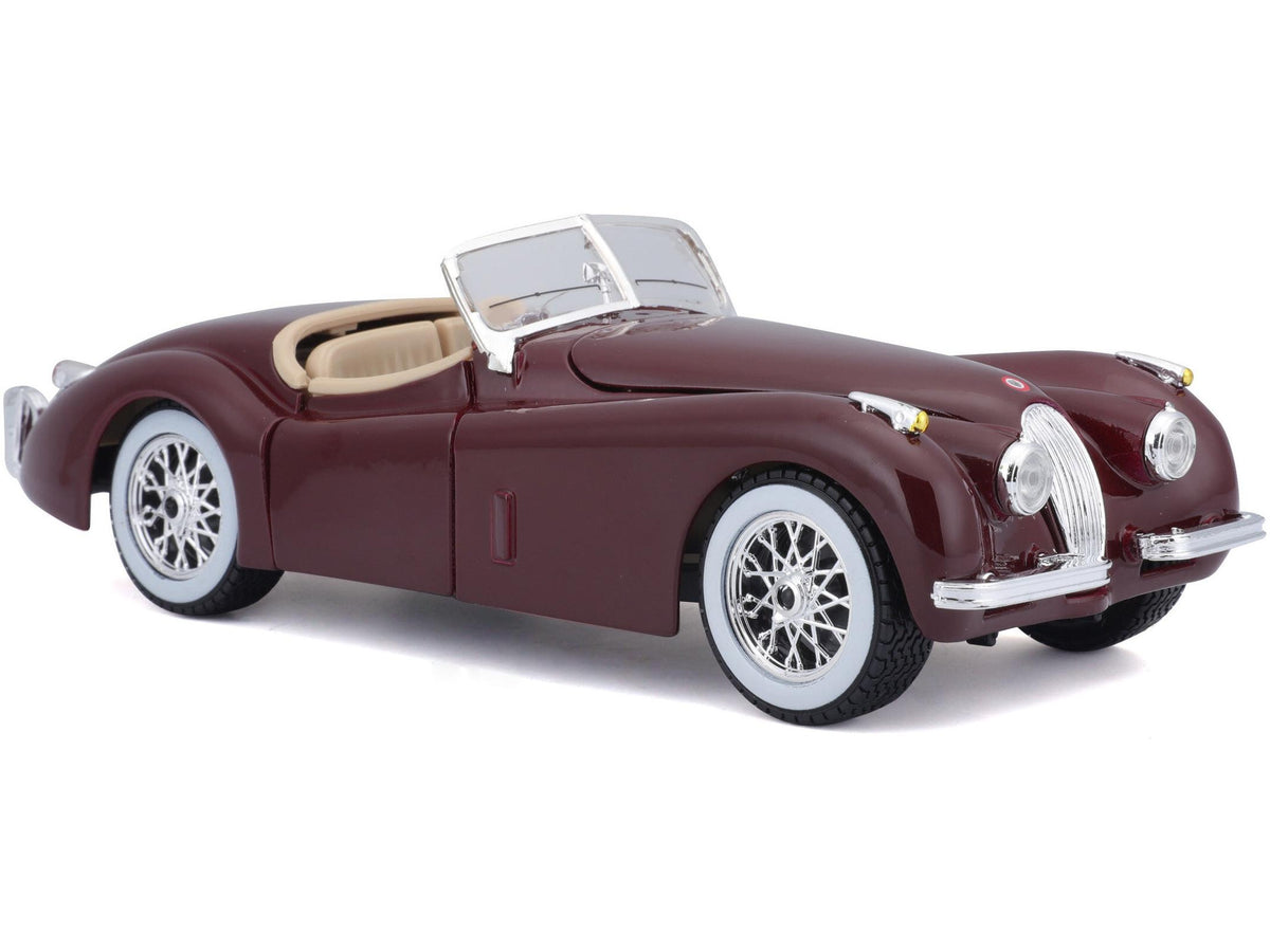 Jaguar XK120 Roadster Red Burgundy 1:24 Scale Diecast Car – Bburago-Bburago-Diecast Model Centre