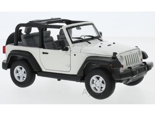 Jeep Wrangler Rubicon Open Roof White 1:24 Scale Welly Diecast Model-Welly-Diecast Model Centre