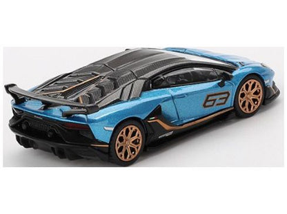 Lamborghini Aventador SVJ 63 Blu Aegir - 1:64 Scale Model Car-MINI GT-Diecast Model Centre