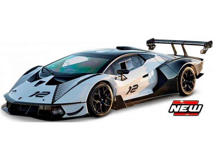 Lamborghini Essenza SCV #63 White/Black 1:24 Scale Bburago Diecast Model Car-Bburago-Diecast Model Centre