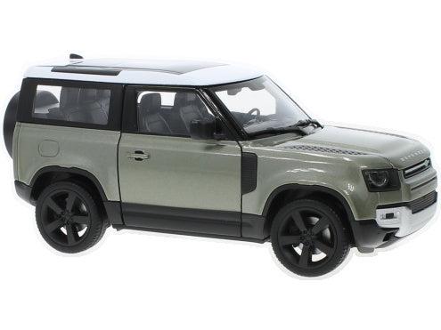 Land Rover Defender 90 2020 Light Green/White 1:24 Scale Diecast Car – Welly-Welly-Diecast Model Centre