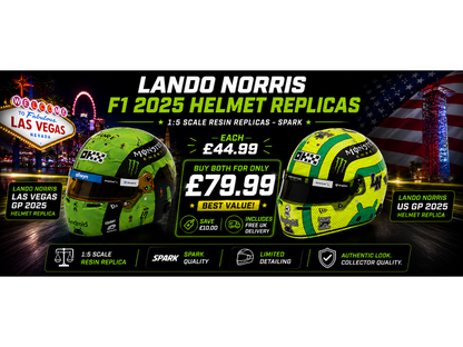 Lando Norris F1 US and Las Vegas GP 2025 Helmets 1:5 Scale Resin Replica – Spark-Spark-Diecast Model Centre