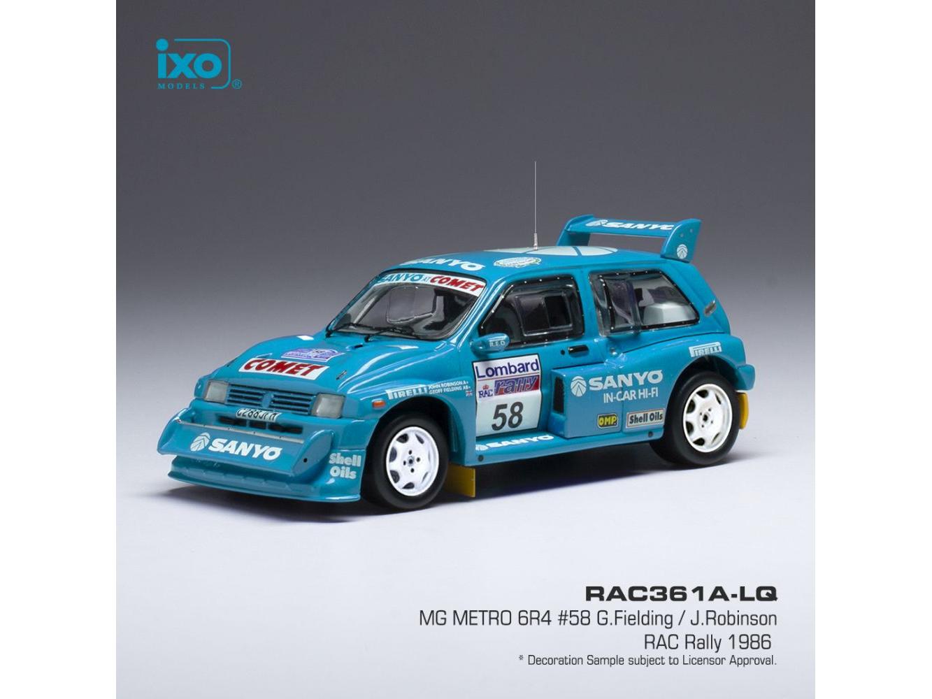 MG Metro 6R4 #58 RAC Rally 1986 G.Fielding /J.Robinson 1:43 Scale IXO Diecast Model Car-IXO-Diecast Model Centre