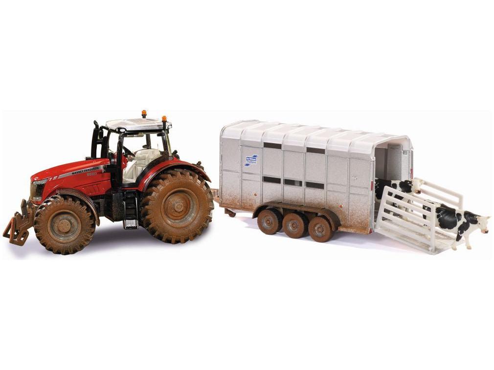 Massey Ferguson w/Ifor Williams Trailer Muddy Version 1:32 Scale Siku-Siku-Diecast Model Centre