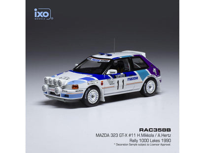 Mazda 323 GTX #11 Mazda Rally Team Europe 1000 Lakes Rallye 1990 w/Lights H.Mikkola 1:43 Scale IXO Diecast Model Car-IXO-Diecast Model Centre
