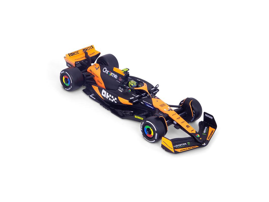 McLaren F1 Team MCL38 #4 F1 Miami GP 2024 Lando Norris 1:43 Scale Bburago Diecast Model (w/helmet)-Bburago-Diecast Model Centre