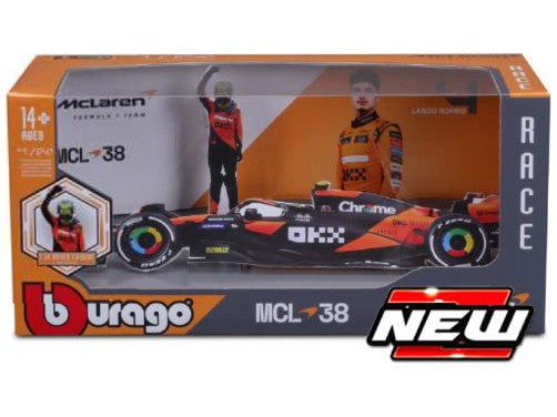 McLaren F1 Team MCL38 #81 F1 2024 Oscar Piastri - 1:24 Scale Model Car (w/driver standing)-Bburago-Diecast Model Centre