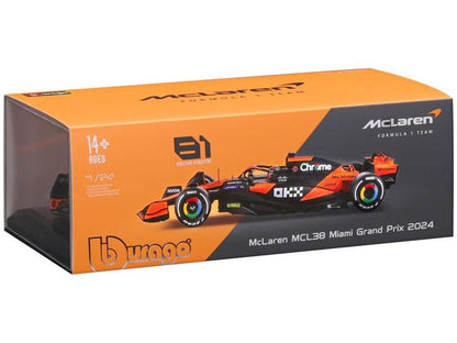 McLaren F1 Team MCL38 #81 Oscar Piastri F1 2024 1:24 Scale Bburago Model Car