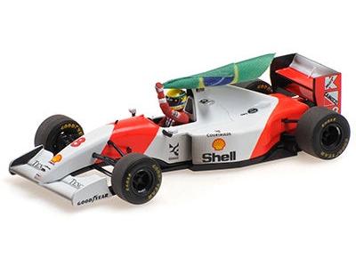 McLaren Ford MP4/8 (Dirty Version) Winner F1 Australian GP 1993 Ayrton Senna w/flag 1:43 Scale Diecast Car – Minichamps-Minichamps-Diecast Model Centre