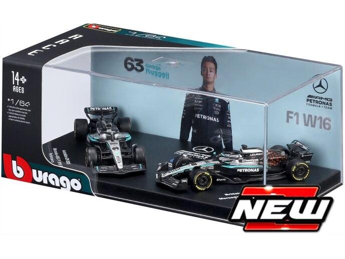 Mercedes-AMG W16 2 Pack Premium #63 F1 2025 George Russell 1:64 Scale Diecast Cars – Bburago-Bburago-Diecast Model Centre