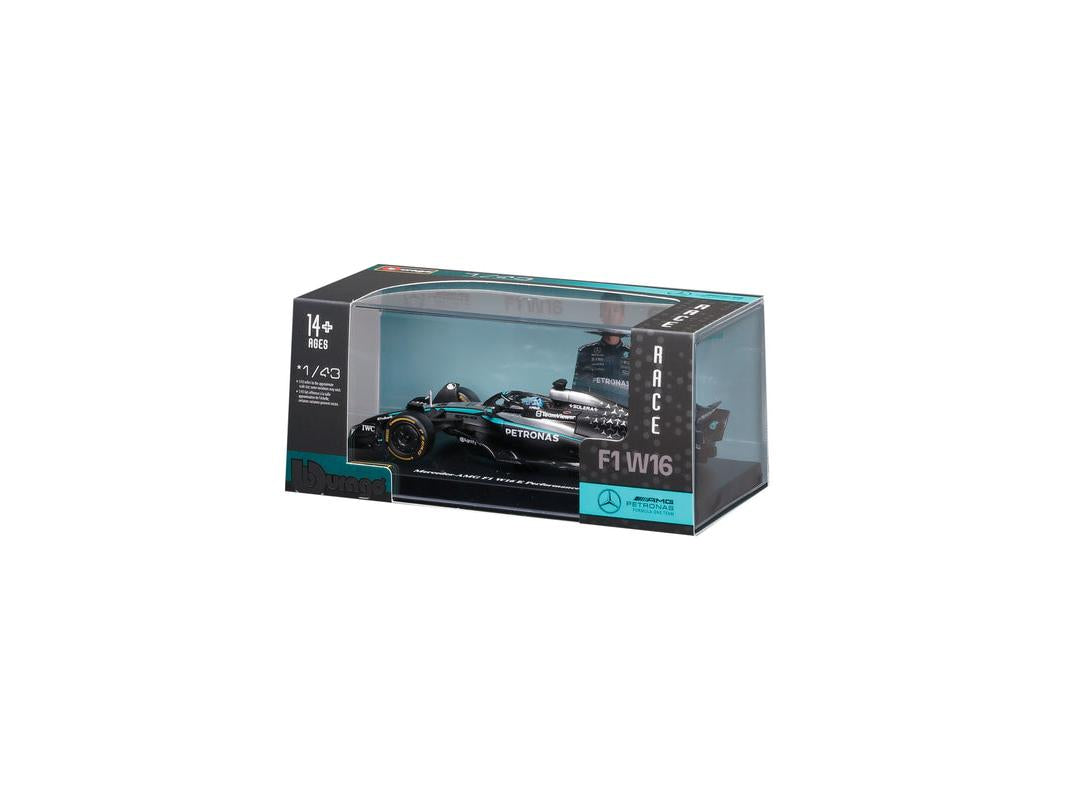 Mercedes-AMG W16 F1 2025 #63 George Russell w/Helmet 1:43 Scale Bburago Diecast Model Car-Bburago-Diecast Model Centre
