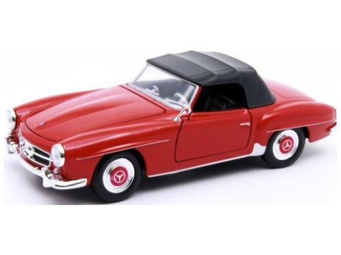 Mercedes-Benz 190 SL (W121) 1955 Closed Top Red/Black 1:24 Scale Welly Diecast Model-Welly-Diecast Model Centre