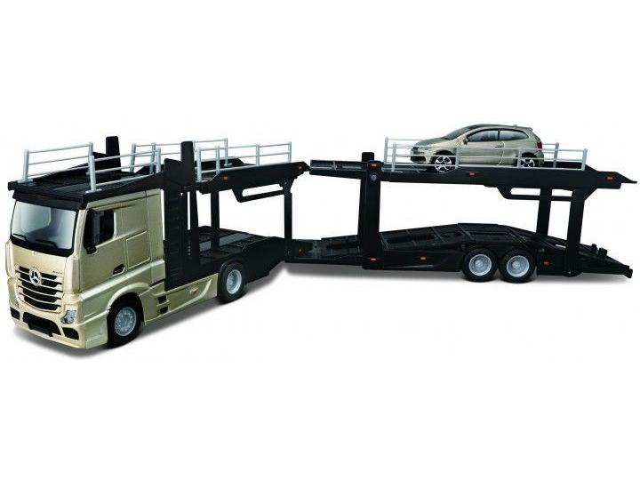 Mercedes-Benz Actros Multicar Carrier + Volkswagen Polo GTi Mk5 1:43 Scale Bburago Diecast Model Truck-Bburago-Diecast Model Centre
