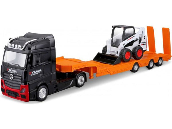 Mercedes Benz Actros w Lowloader and Bobcat 1 43 Scale Toy Truck