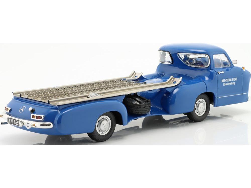 Mercedes-Benz 'The Blue Wonder' Mercedes Racing Transporter 1955 1:18 Scale Werk83 Diecast Model Truck-Werk83-Diecast Model Centre