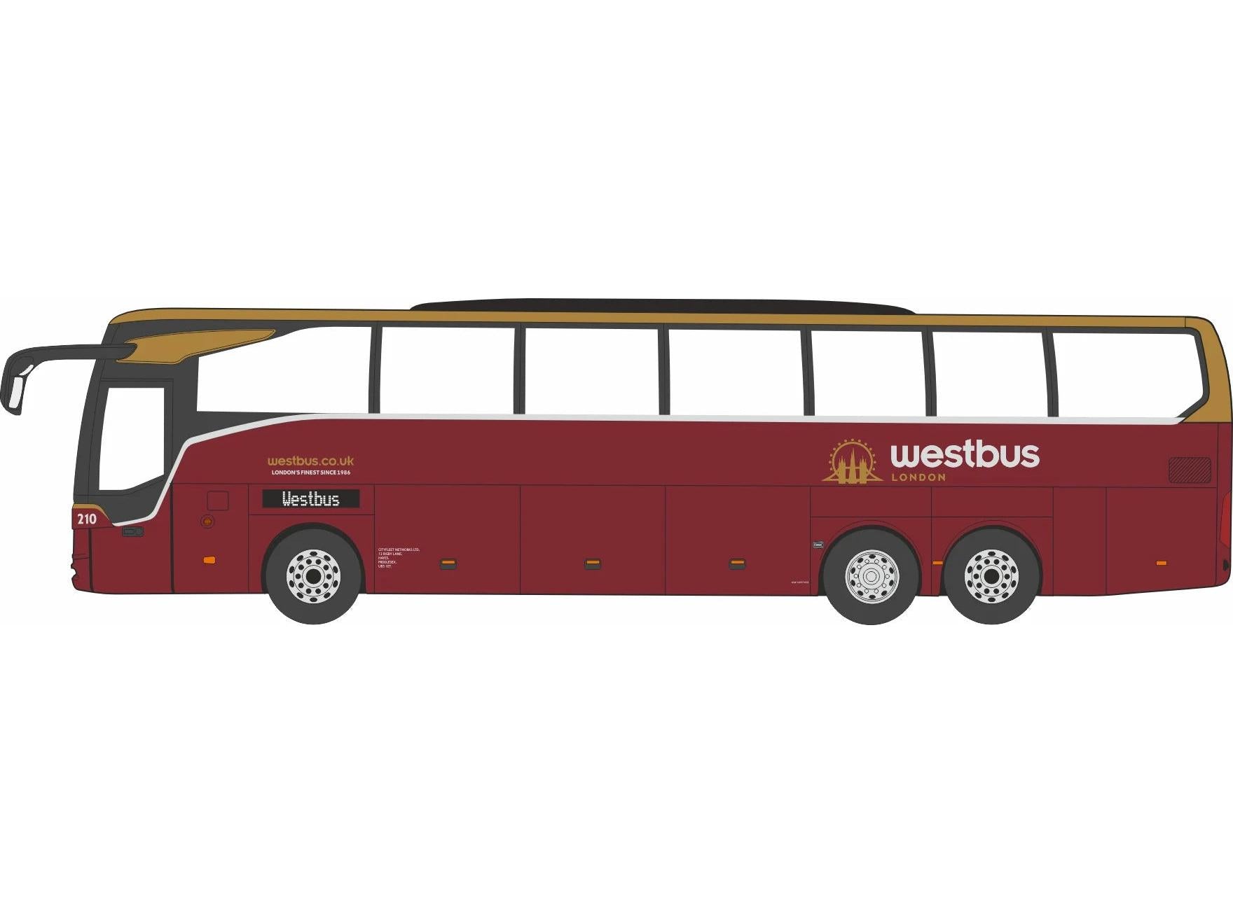 Mercedes Tourismo 3 Axle Westbus 1:76 Scale Diecast Bus – Oxford Diecast-Oxford Diecast-Diecast Model Centre