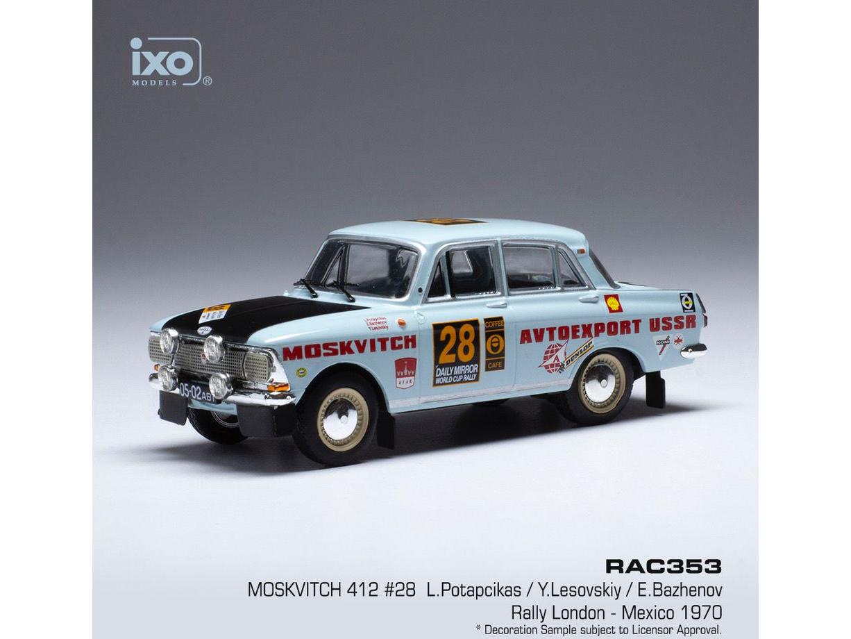 Moskwitsch 412 #28 Rally London/Mexico 1970 L.Potapcikas/Y.Lesovskiy/E.Bazhenov 1:43 Scale IXO Diecast Model Car-IXO-Diecast Model Centre