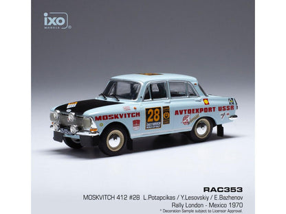 Moskwitsch 412 #28 Rally London/Mexico 1970 L.Potapcikas/Y.Lesovskiy/E.Bazhenov 1:43 Scale IXO Diecast Model Car-IXO-Diecast Model Centre
