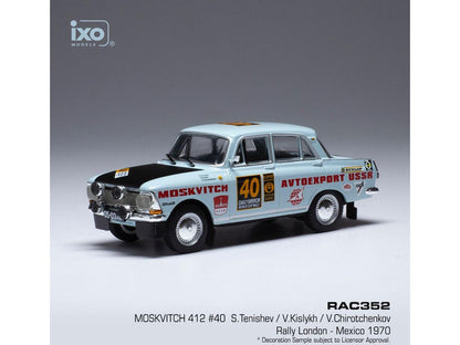 Moskwitsch 412 #40 Rally London/Mexico 1970 S.Tenishev/V.Kislykh 1:43 Scale IXO Diecast Model Car-IXO-Diecast Model Centre