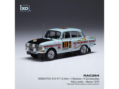 Moskwitsch 412 #71 Rally London/Mexico 1970 G.Holm/V.Boubnov/K.Guiradouskas 1:43 Scale IXO Diecast Model Car-IXO-Diecast Model Centre