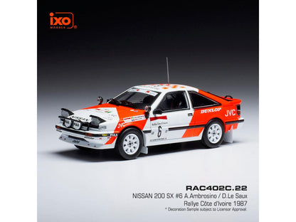 Nissan 200 SX #6 Rallye Cote d Ivoire 1987 Ambrosino/Le Saux 1:43 Scale IXO Diecast Model Car-IXO-Diecast Model Centre