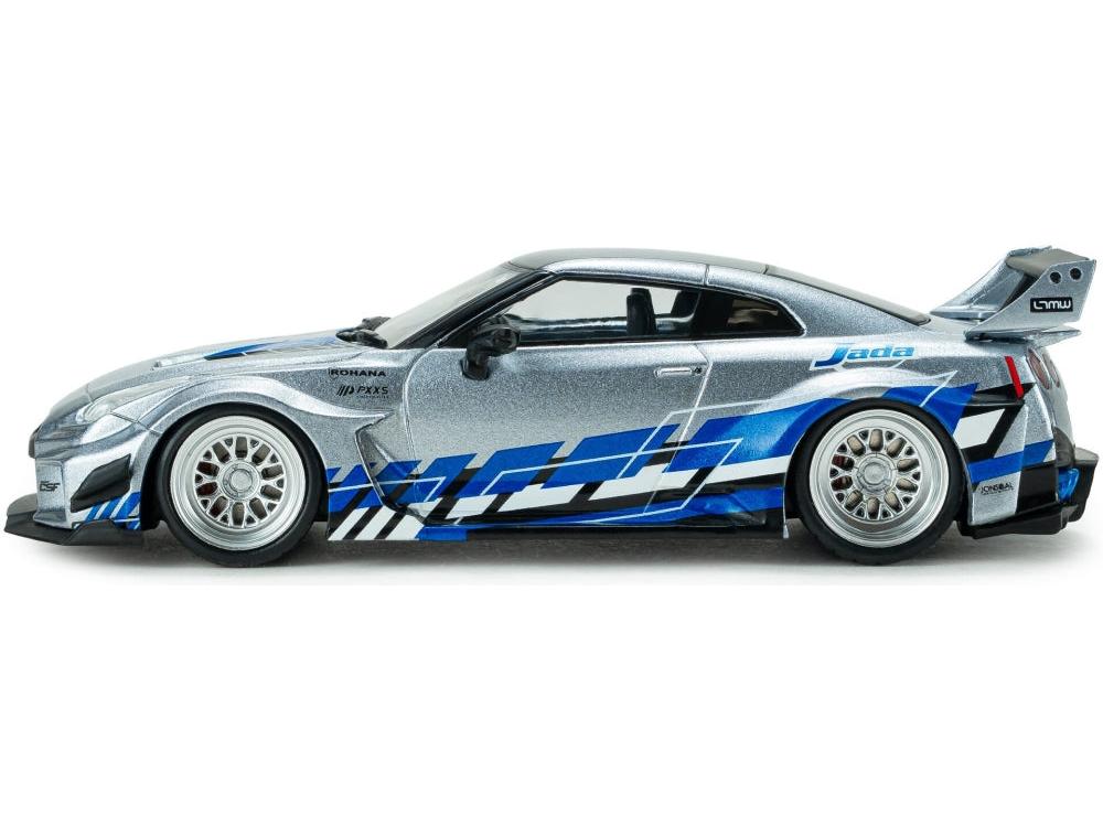 Nissan GT-R (R35) Liberty Walk Silhouette Silver and Blue Stripes 2020 1:43 Scale Diecast Model Car – Solido-Solido-Diecast Model Centre