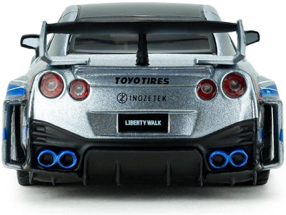 Nissan GT-R (R35) Liberty Walk Silhouette Silver and Blue Stripes 2020 1:43 Scale Diecast Model Car – Solido-Solido-Diecast Model Centre