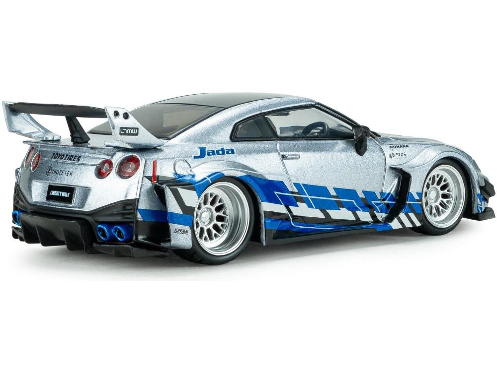 Nissan GT-R (R35) Liberty Walk Silhouette Silver and Blue Stripes 2020 1:43 Scale Diecast Model Car – Solido-Solido-Diecast Model Centre