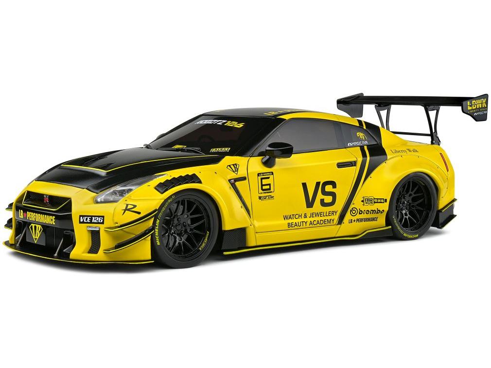 Nissan GT-R (R35) w/Liberty Walk Body Kit 2.0 2020 Yellow 1:18 Scale Solido Diecast Model-Solido-Diecast Model Centre
