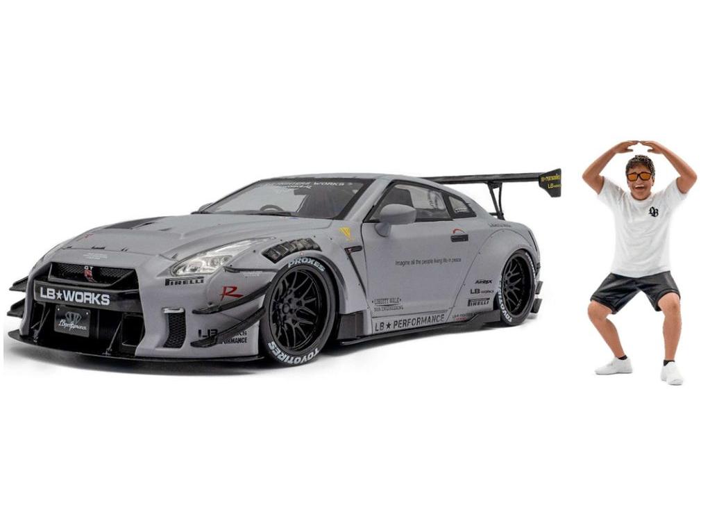 Nissan GT-R (R35) w/Liberty Walk Body Kit Type 2.0 2024 Grey 1:18 Scale Solido Diecast Model and Figure-Solido-Diecast Model Centre
