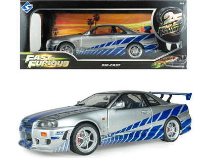 Nissan Skyline GT-R (BNR34) 2Fast 2Furious Brian 1:18 Scale Diecast Car – Solido-Solido-Diecast Model Centre